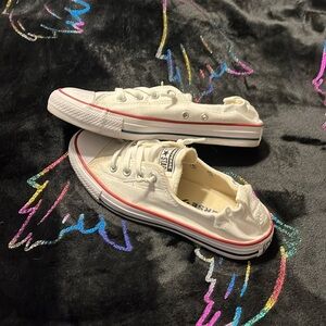 Size 8.5 women’s white/off-white slip on Converse